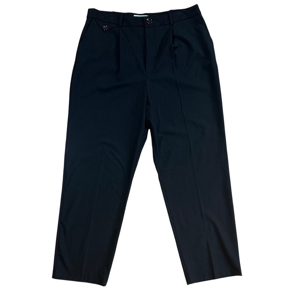 MNG by Mango Black Pants SZ 12 Pleated Straight Work Career Minimalist Academia